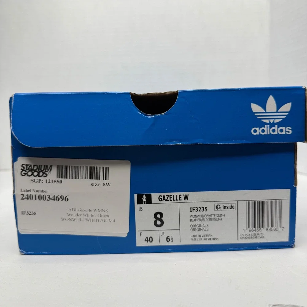 Adidas Gazelle W Womens 8 Wonder White Green IF3235 Suede Gum Sole Sneakers - Picture 12 of 13